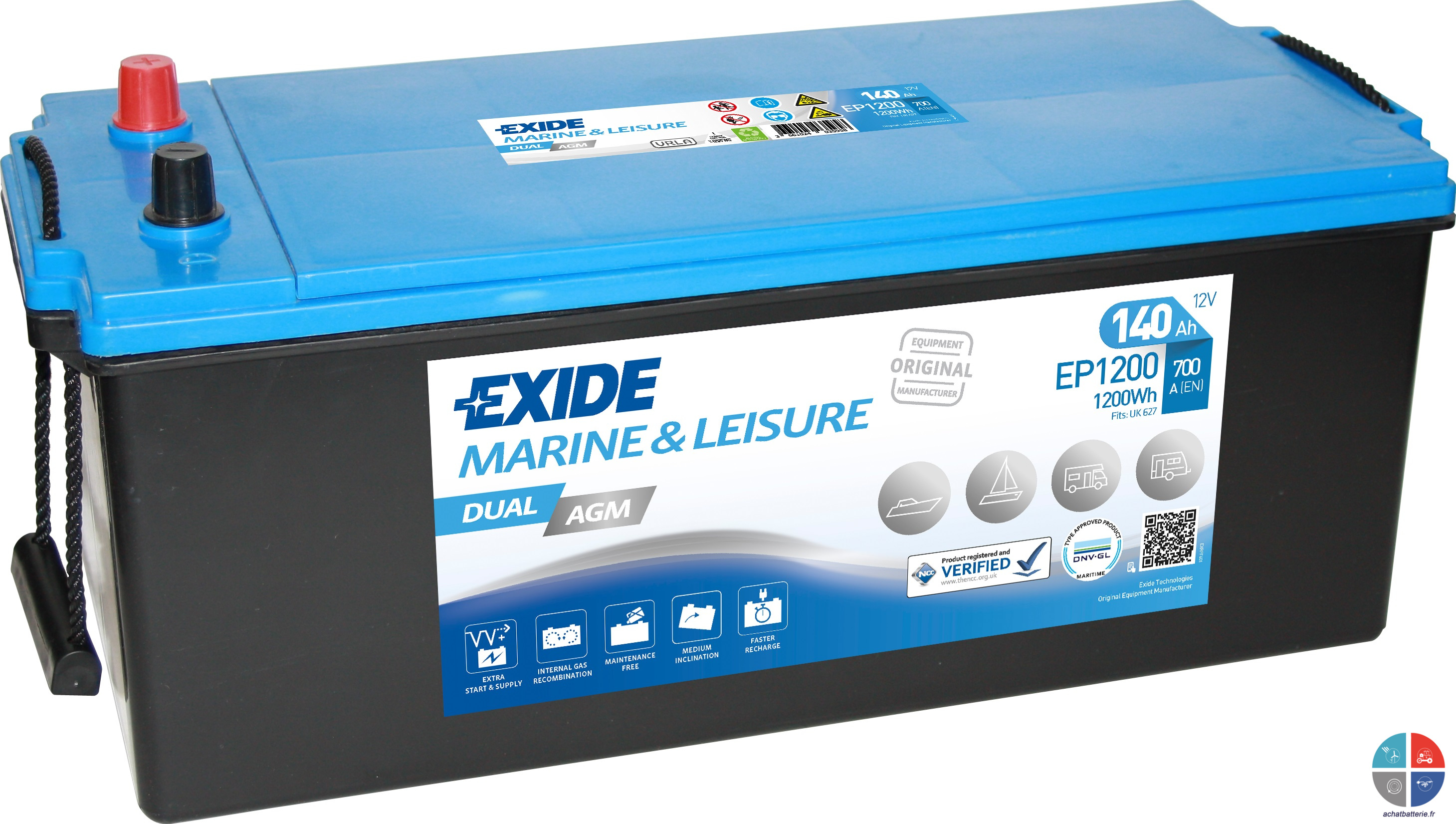 Batterie Exide EP1200 12v 140ah C20 AGM à décharge lente