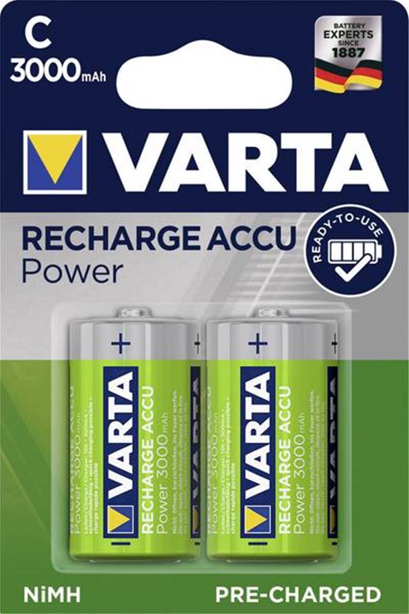 Lot de 2 Piles rechargeables Varta Recharge Accu Power type C (LR14)  3000mAh à prix bas